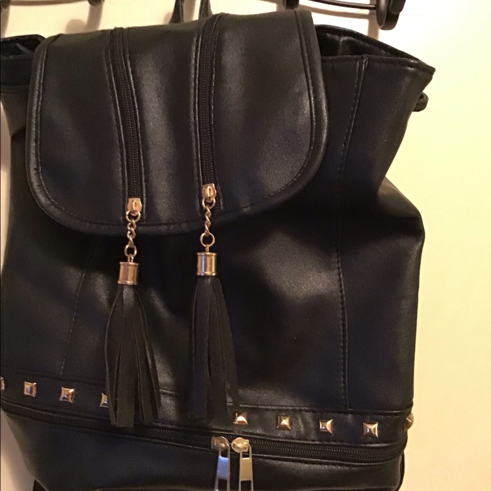 Large black backpack purse